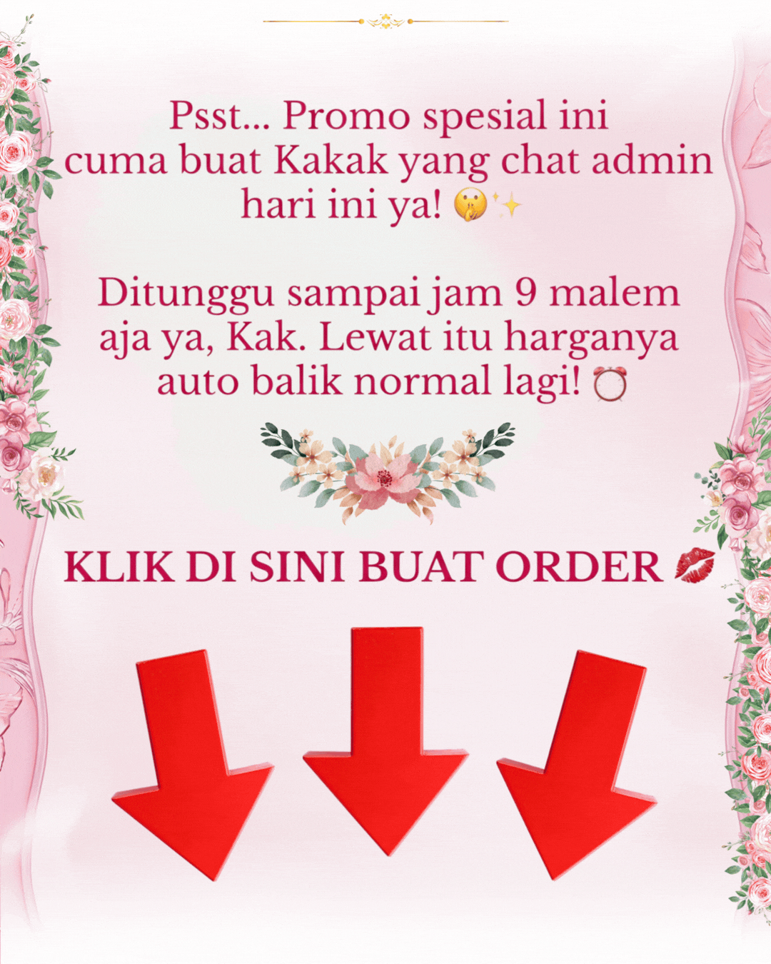 Promo spesial RitzGlam khusus chat admin hari ini harga kembali normal setelah jam 9 malam.