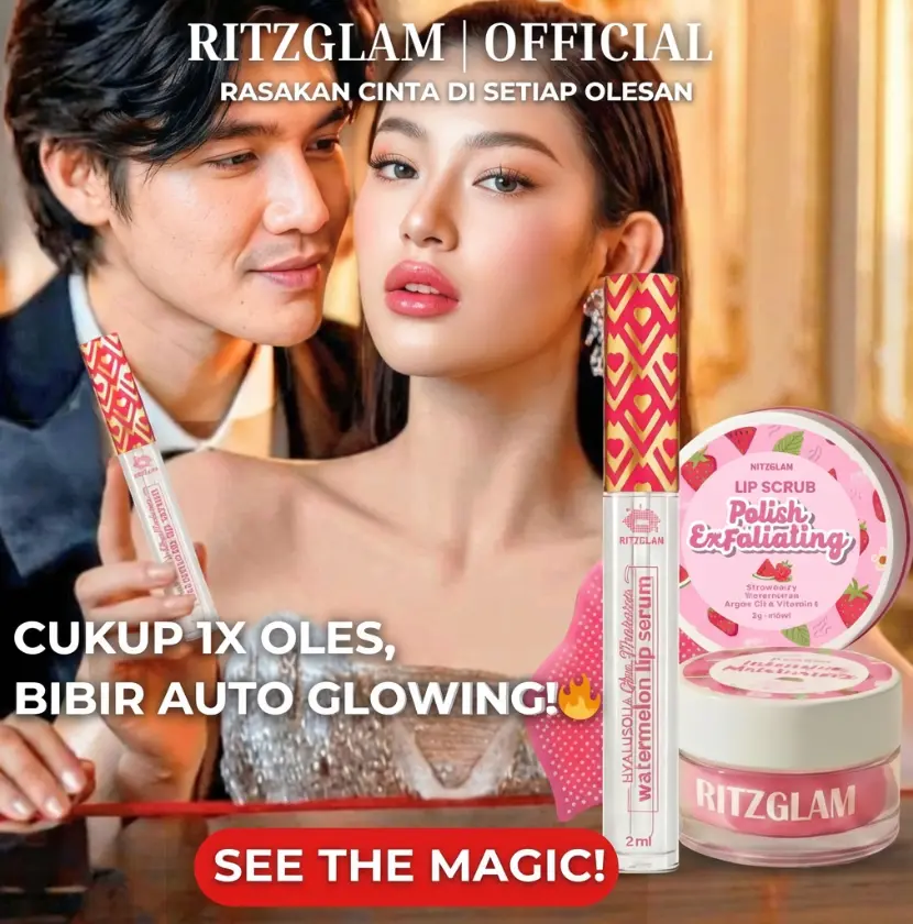 Paket Lip Care Ritzglam untuk bibir glowing sehat alami terdiri dari Lip Serum, Lip Scrub, dan Lip Mask.