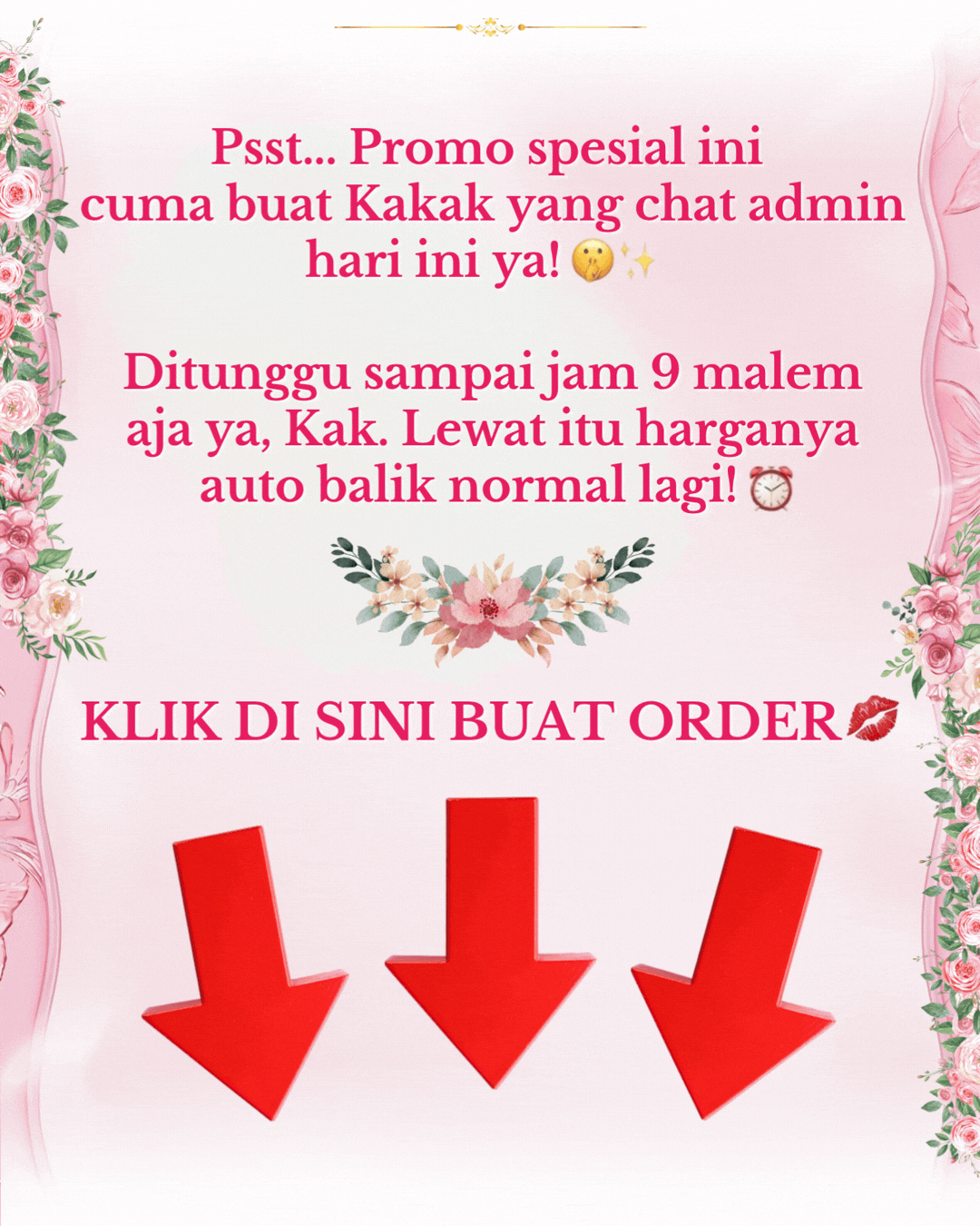 Promo spesial RitzGlam khusus chat admin hari ini harga kembali normal setelah jam 9 malam.