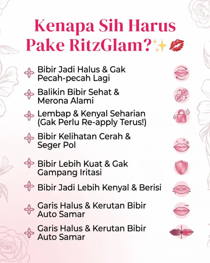 Manfaat utama menggunakan produk bibir RitzGlam untuk mengatasi bibir pecah-pecah dan menyamarkan garis halus.
